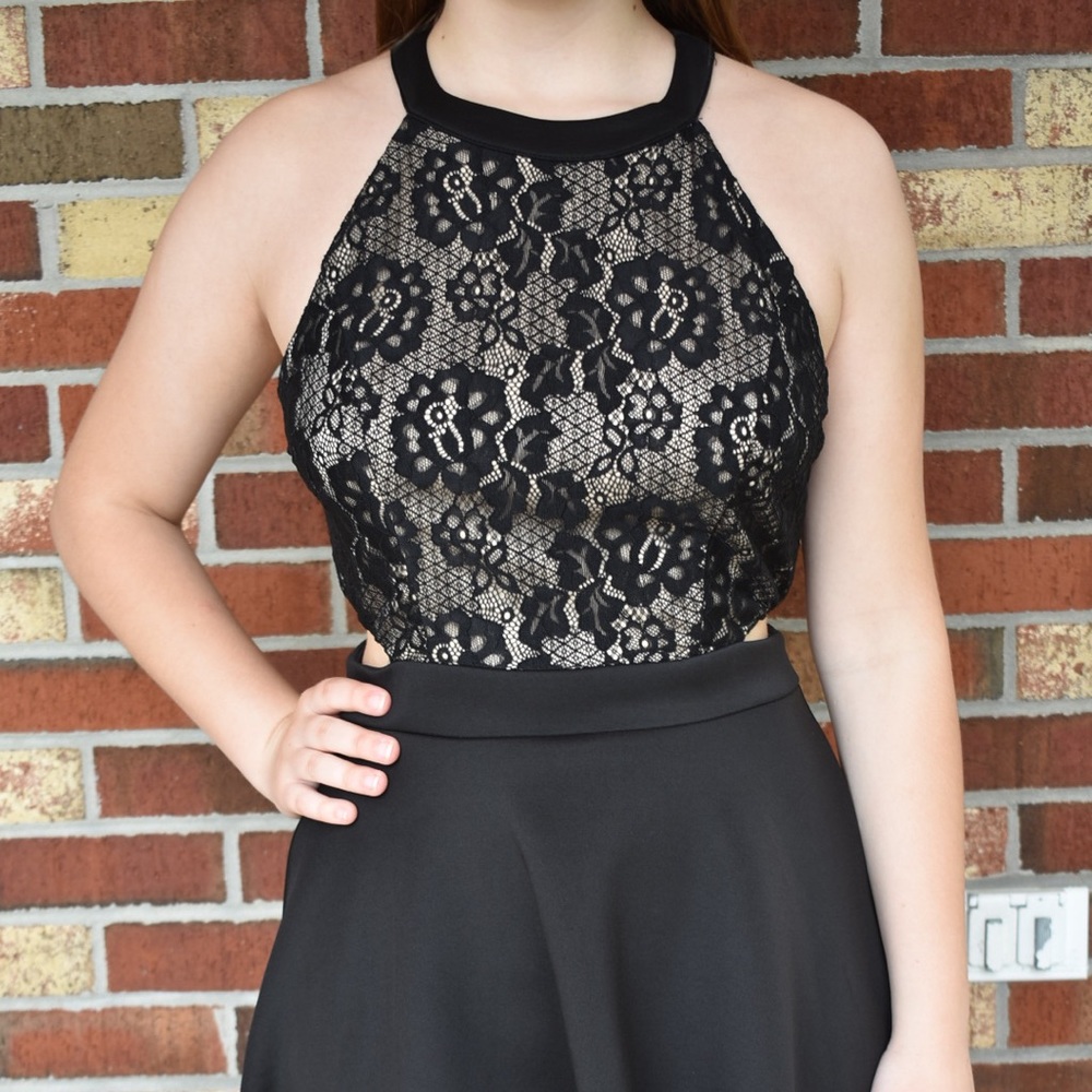 Black and Nude Homecoming Dress